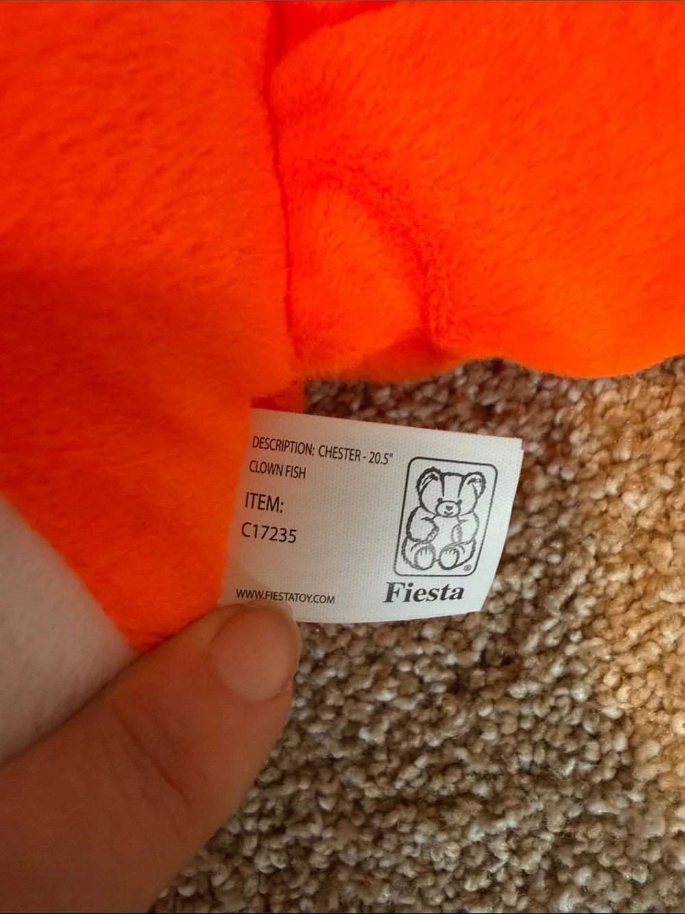 Nemo Plush Orange & White Clownfish Pet Toy